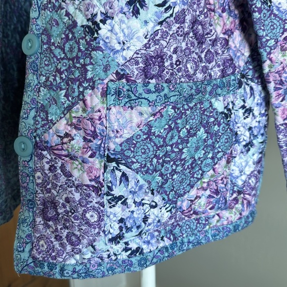 Quilted floral reversible jacket Womens L  Cotton cottage core Country Romantic - Picture 6 of 16